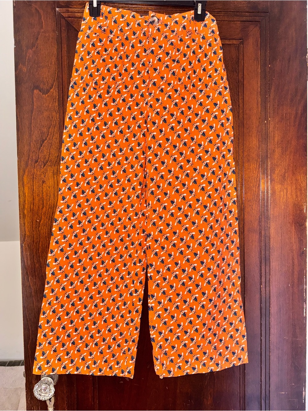 Bee Printed Orange Wide-Leg Pants 🐝